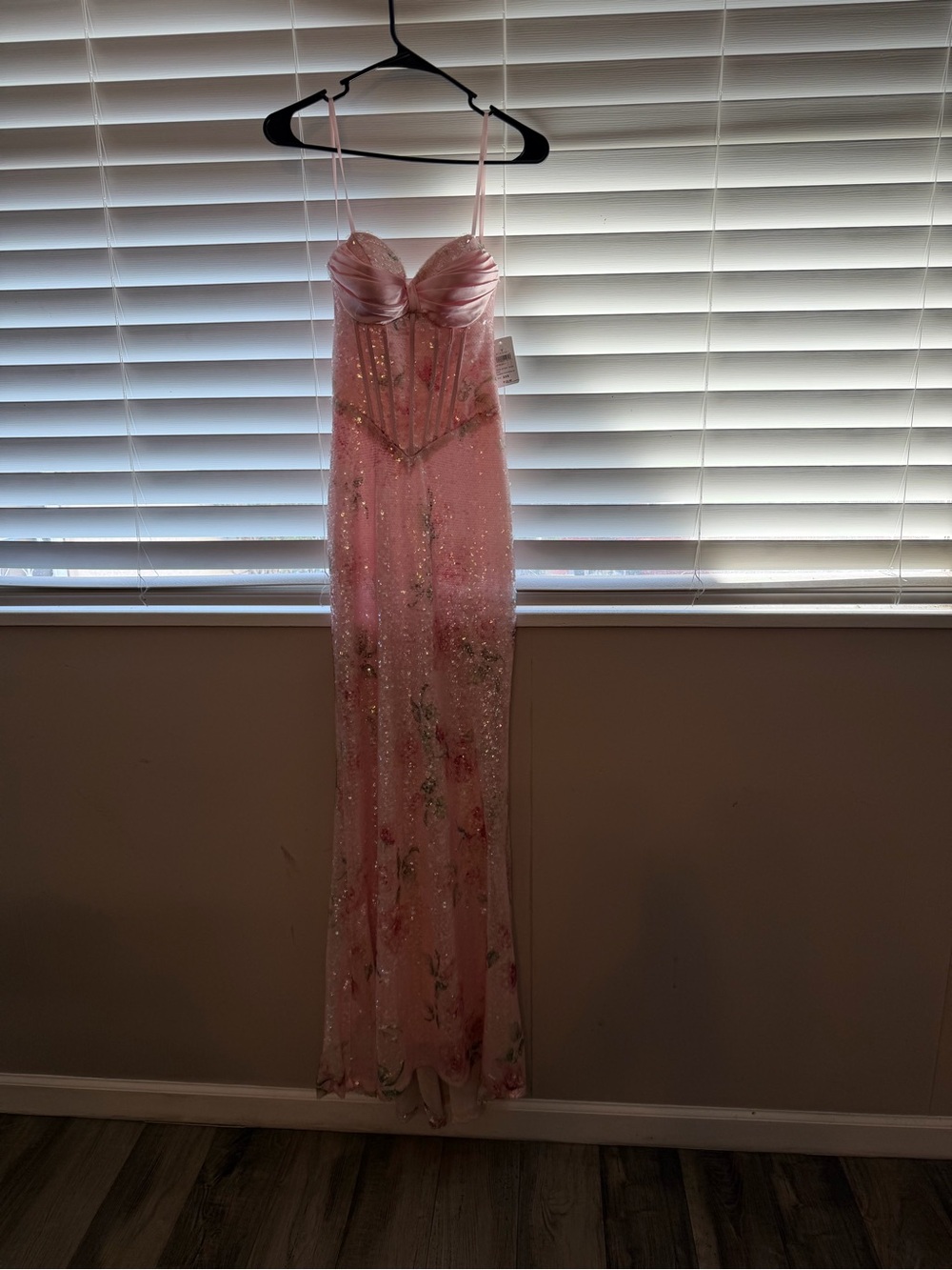 NWT Windsor Arely Pink Floral Sequin Corset Formal Mermaid Dress XXS